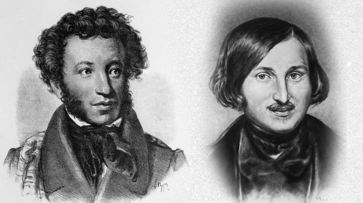 Слева направо: Александр Пушкин, Николай Гоголь