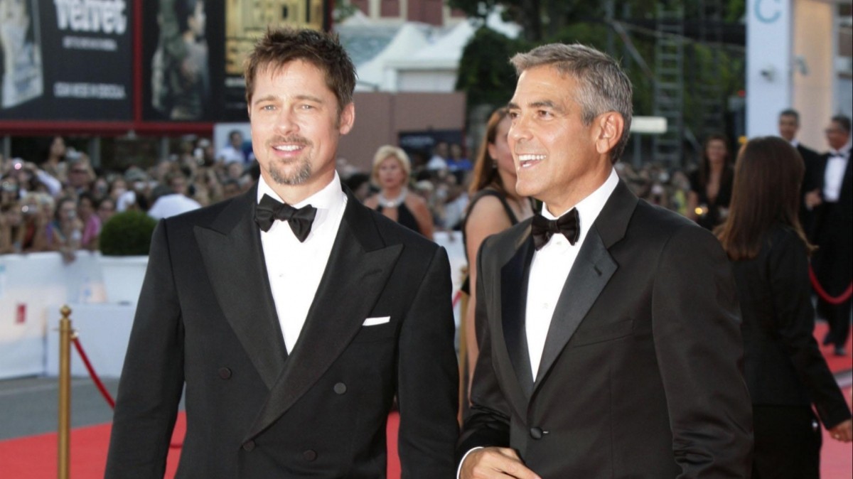 Джордж Клуни и Брэд Питт на церемонии открытия 65-го Венецианского кинофестиваля в 2008-м.