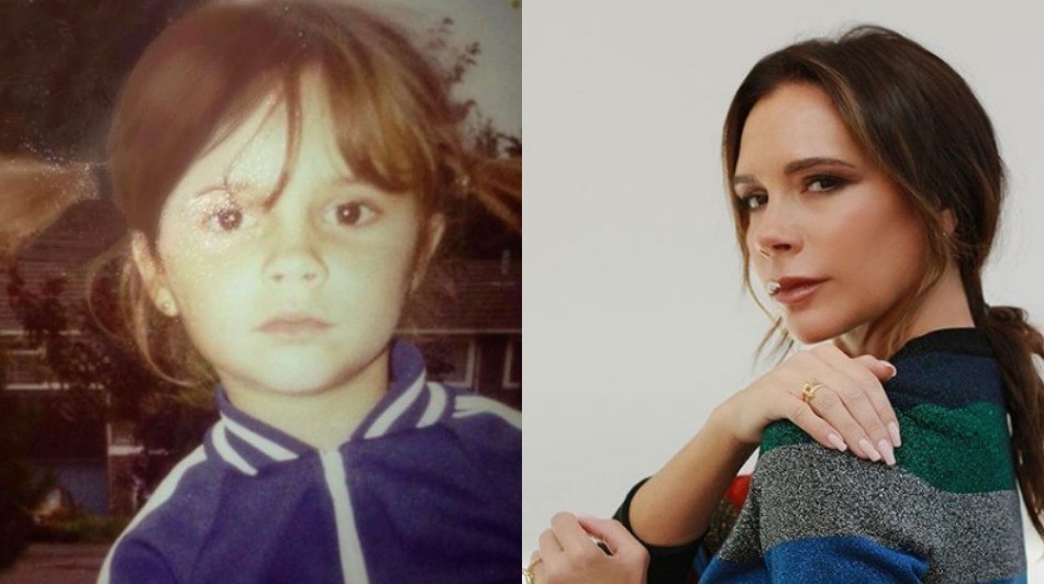 Слева направо: Виктория Бекхэм в детстве и сейчас