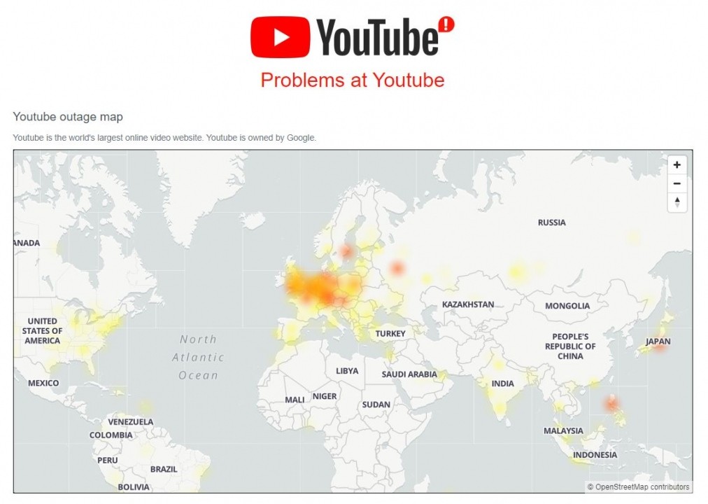 Карта сбоев ютуб сегодня