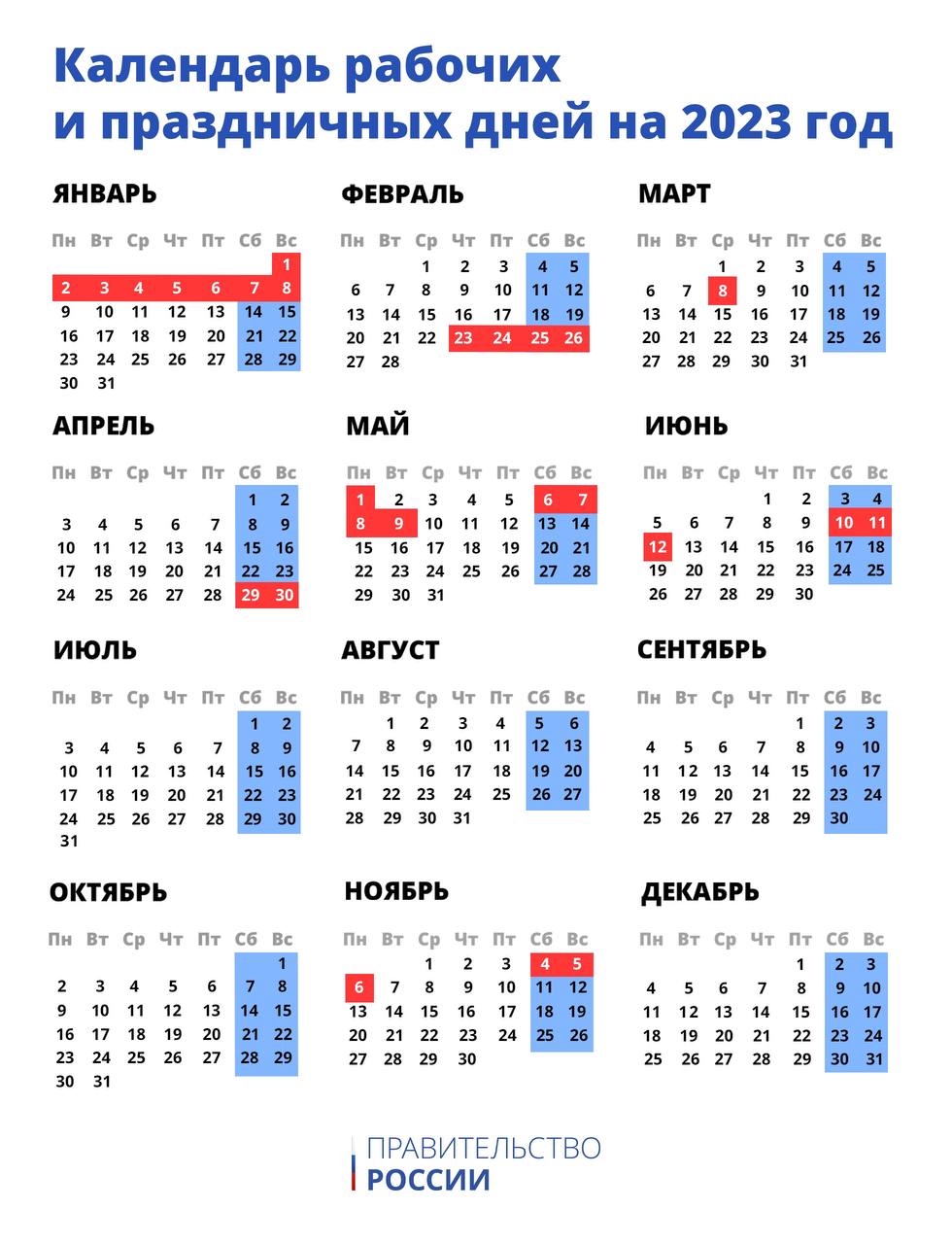 Календарь праздничных и выходных дней в России 2023 — фото