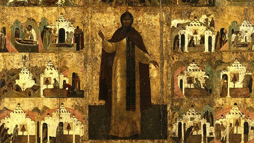 Икона, Александр Невский, XV век, Государственный исторический музей, Москва, Россия.