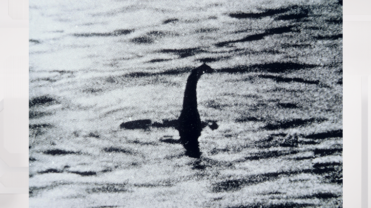 Архивное фото предполагаемого чудовища Несси в озере Шотландии