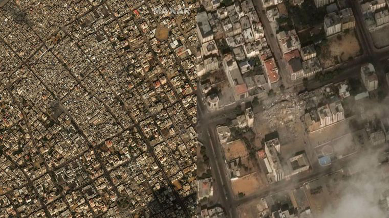Появились спутниковые кадры разрушений в жилых районах в секторе Газа
