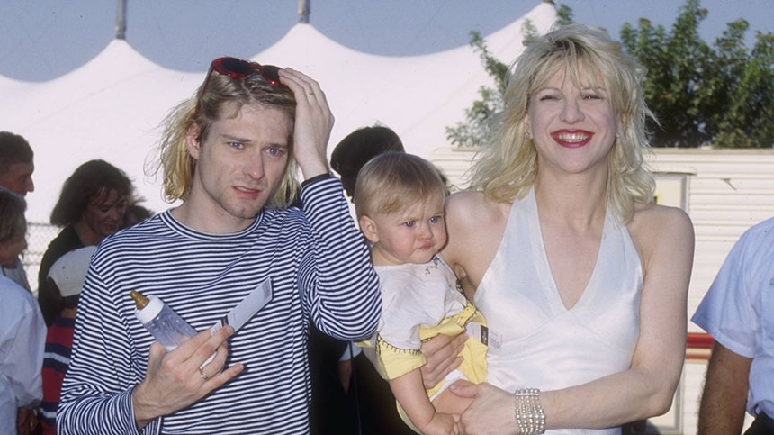Курт Кобейн, Кортни Лав и их дочь Фрэнсис Бин Кобейн, 1993г.