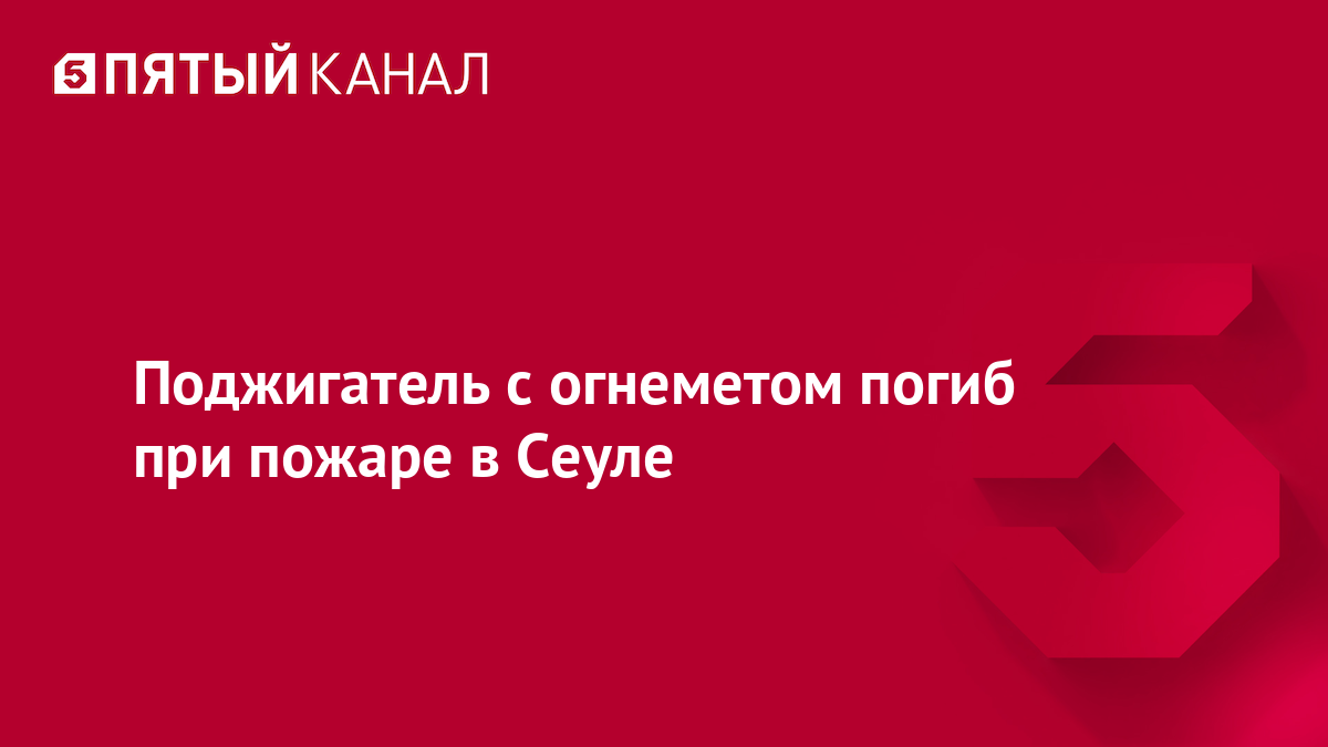 Поджигатель с огнеметом погиб при пожаре в Сеуле