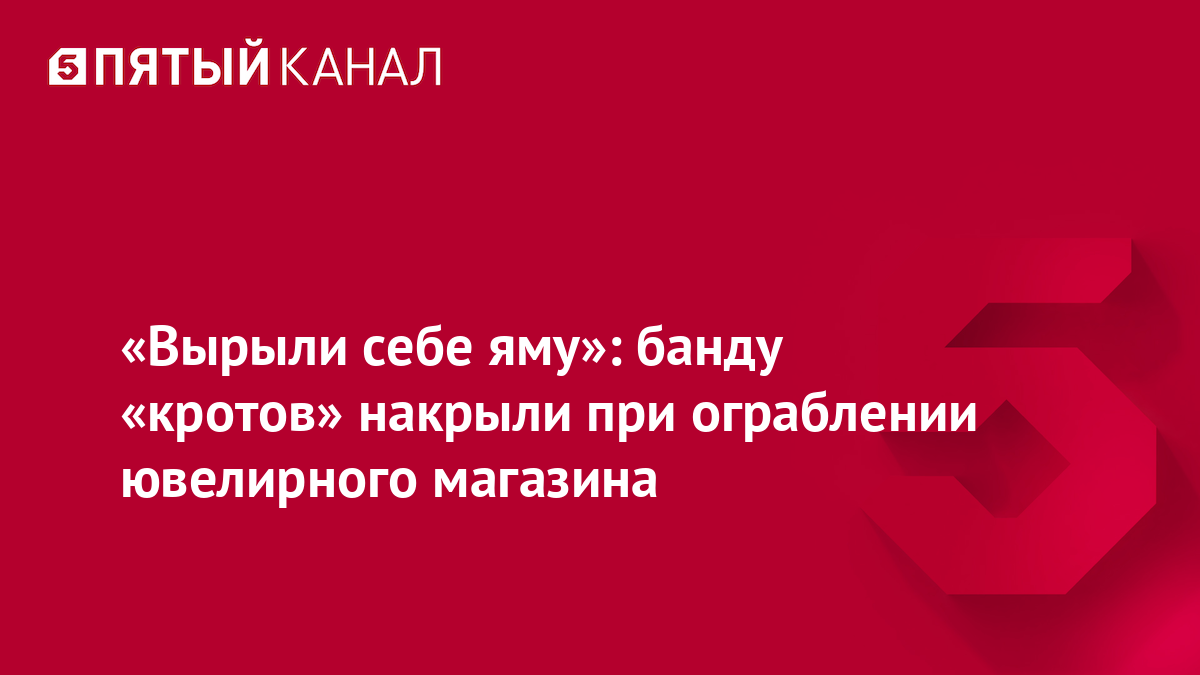 «Вырыли себе яму»: банду «кротов» накрыли при ограблении ювелирного магазина