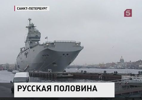 На Балтийском заводе спустили на воду кормовую часть вертолетоносца Мистраль