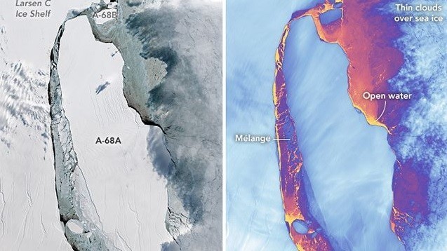 NASA опубликовало снимки айсберга размером с Московскую область