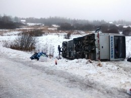Первое видео с места ДТП с пассажирским автобусом в Псковской области