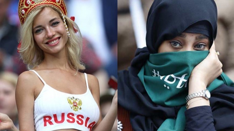 Разница налицо  — британцы сравнили болельщиц из России и Саудовской Аравии