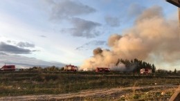 На севере Петербурга вспыхнули ангары — видео