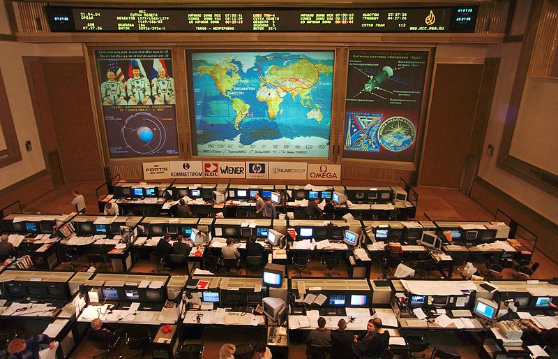 Главный зал Центра Управления Полётами ГККД «Роскосмос»