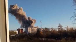 Видео пожара при взрыве в Ленобласти с высоты птичьего полета