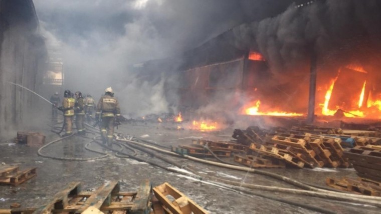 Видео: В Новосибирске вспыхнул продуктовый склад