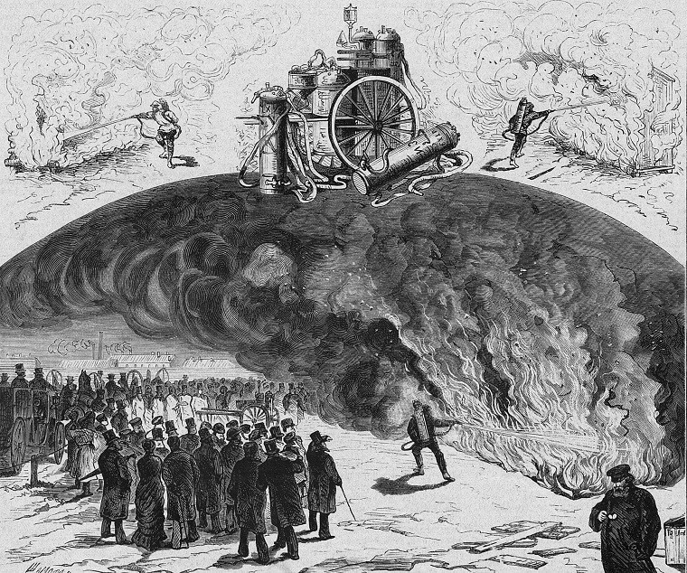 Испытание огнетушителя Рамона де Баноласа. Санкт-Петербург, 1881 год.