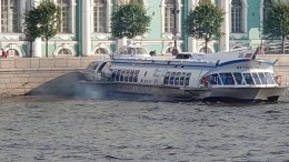 Видео столкновения «Метеора» с опорой Дворцовой набережной в Петербурге