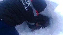 Видео: Спасение двух мужчин и кошки из снежного плена в Казахстане
