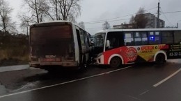 Два рейсовых автобуса столкнулись в Архангельске — фото