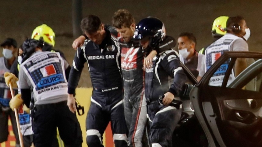 Гонка «Формулы-1» приостановлена из-за аварии с участием Ромена Грожана
