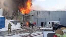 Склад в Москве полыхает на площади 1000 квадратных метров — видео