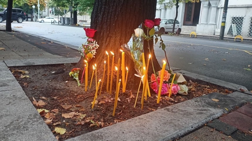 Акция памяти погибшей Дарьи Дугиной проходит у российского посольства в Сербии