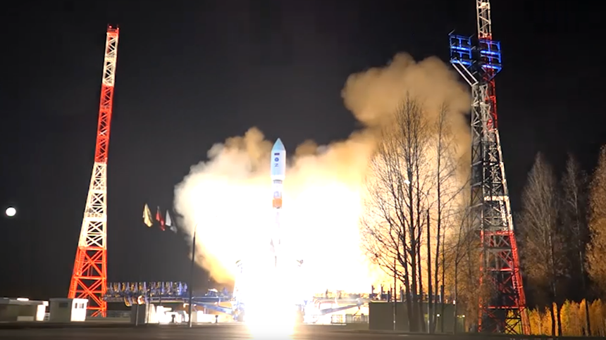 Минобороны РФ показало момент запуска ракеты «Союз» со спутником «Глонасс-К»