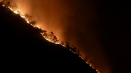 Крупный пожар разгорается в горах в Геленджике — видео