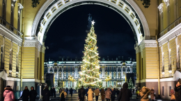 Праздничные огни зажгли на главной елке Петербурга на Дворцовой площади