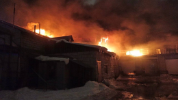 Гигантский пожар охватил мясной завод в Подмосковье