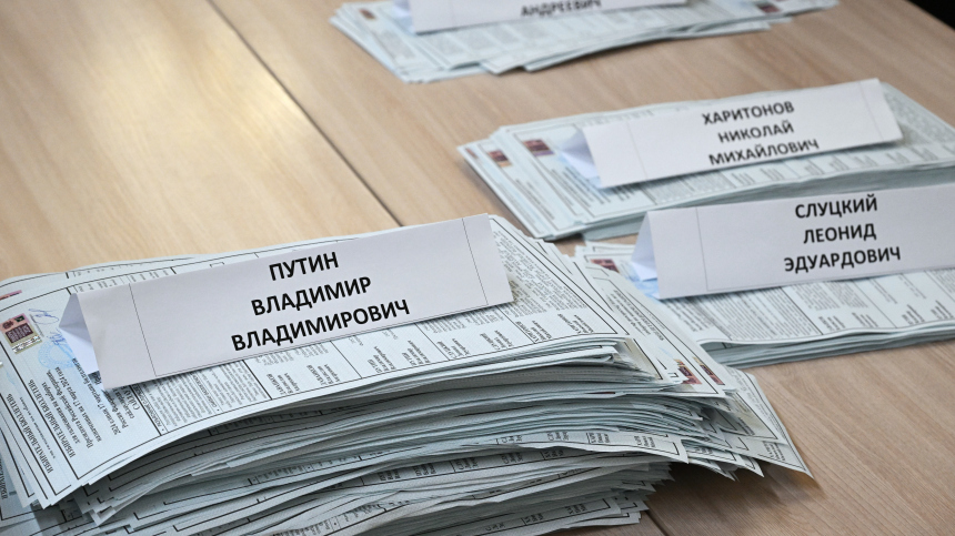 Путин лидирует с 87,34% голосов на выборах по итогам обработки 40% протоколов