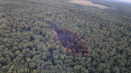 Выжженный лес: как выглядит место крушения SSJ 100 в Подмосковье с воздуха