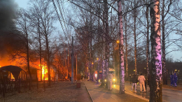 Крыша кафе горит в парке Сокольники