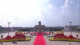 На параде в Китае выпустили восемьдесят тысяч белых голубей