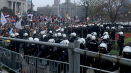 На протестах в Сербии задержали мужчину, размахивавшего гениталиями