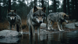 Волки в Канаде впервые воспользовались рыболовной сетью для охоты