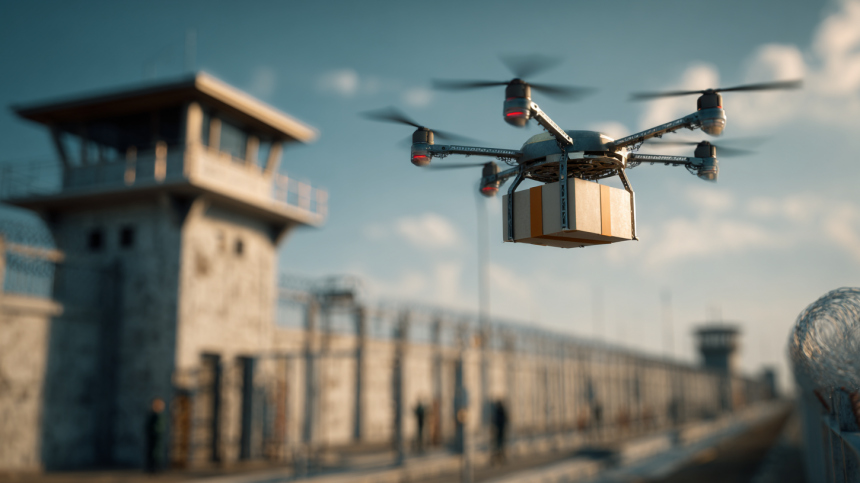 В США дрон сбросил во двор тюрьмы наркотики, стейки и крабов