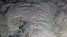 Роскосмос показал снежный циклон над Москвой — фото из космоса