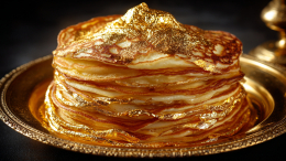 Со вкусом богатства: в Москве на Масленицу испекли золотые блины
